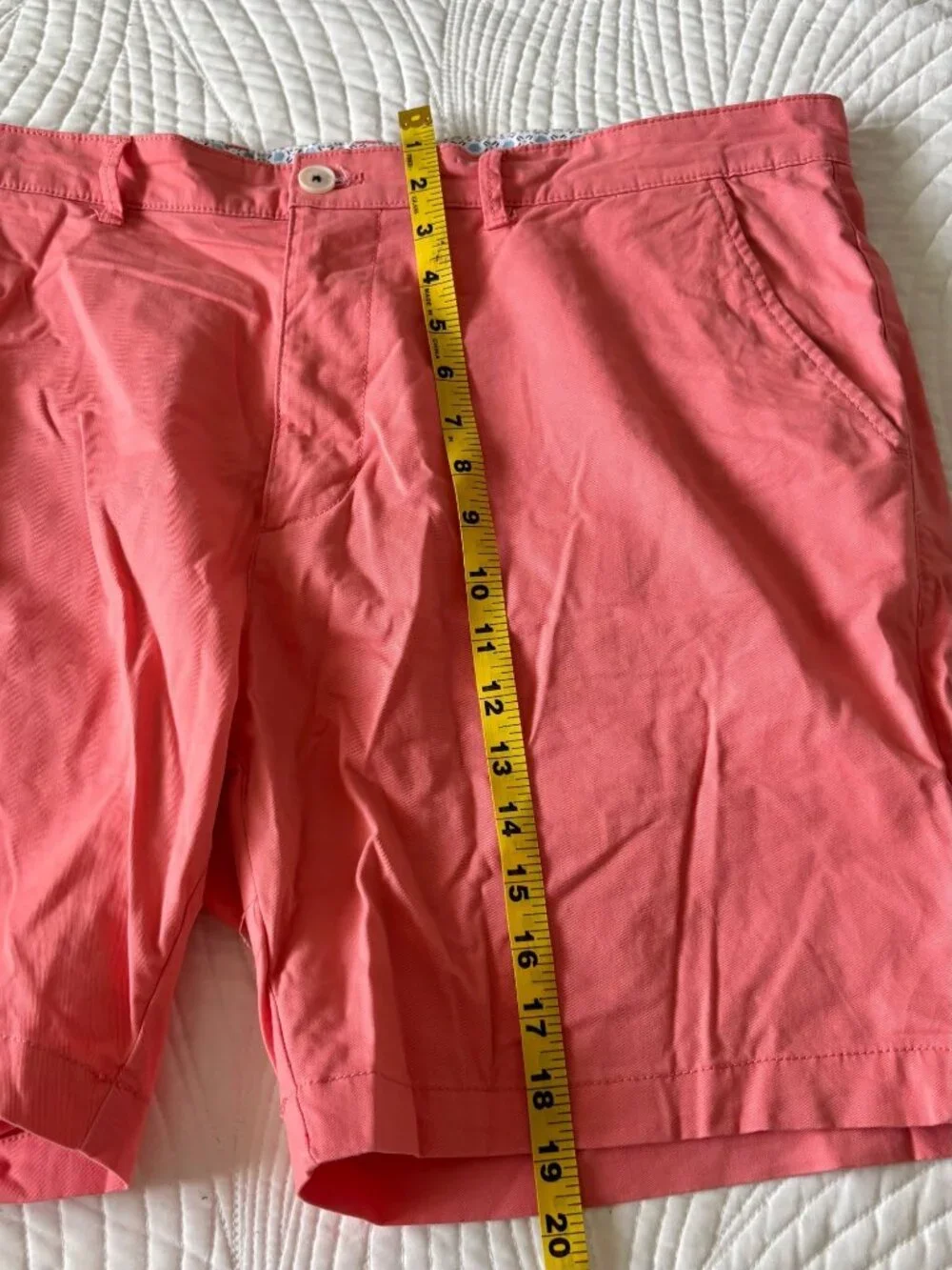 Denim & Flower Ricky Singh Mens Coral Chino Shorts Size 38 Cotton Blend
